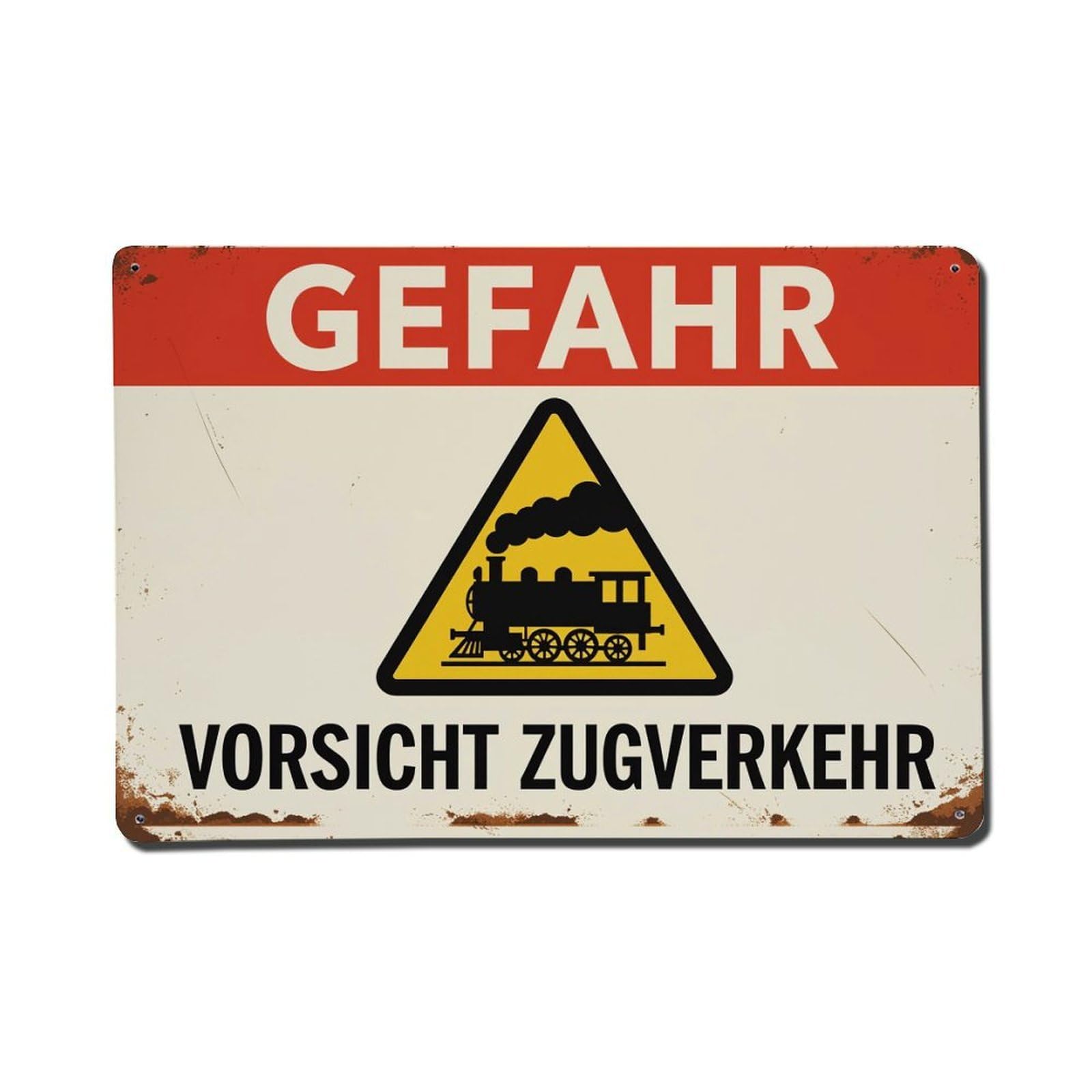 Enderetf Vintage Danger Caution Train Traffic Train Warning Sign Pattern Tin Sign Metal Poster, Home Bar Garage Man Cave Cafe Indoor & Outdoor Wall Decoration 8X12inches