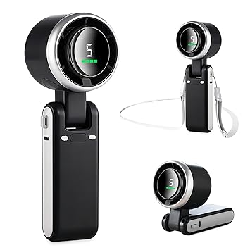 MERTTURM® Handheld Portable Fan, Mini Personal Foldable Small Hand Fan with LED Display, 5 Speeds Adjustable 3600mAh USB Rechargeable Powerful Cooling Turbo Desk Fan for Travel/Outdoor/Home/Office - image, photos