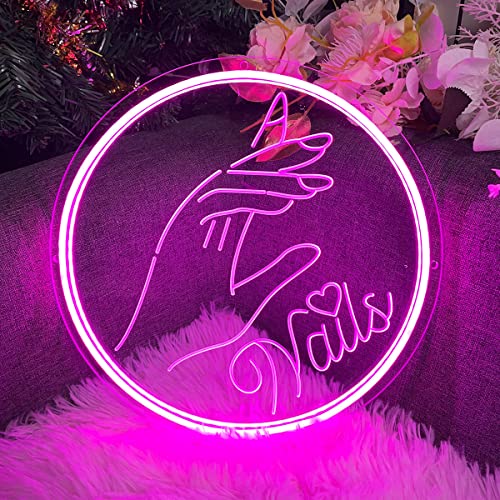 Image of NAILS Neon Sign For Spa Beauty Room Nail Brows Lashed Salon Studio 3D Art Carving Design LED Wall Decor Business Stores Logo Barber Shops Led Word Indoor Custom Neon Lights 5V USB Powered Pink 30x30cm