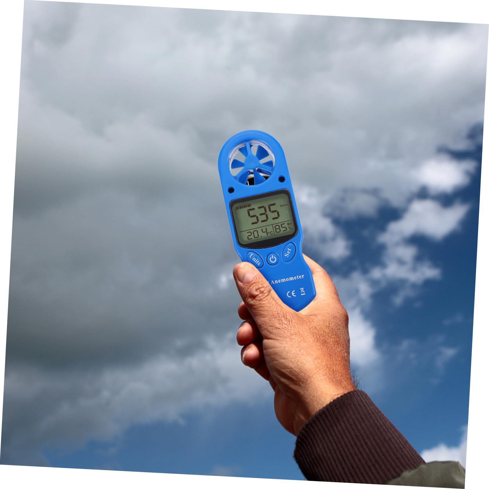 Yardwe Mini Anemometro Digitale Portatile, Igrometro e Termometro, Misurazione Velocità del Vento, Schermo Lcd Retroilluminato, per Monitoraggio Ambientale | Misura Velocità Aria e Temperatura, Adatto per Ventilazione e Ventole, con Custodia