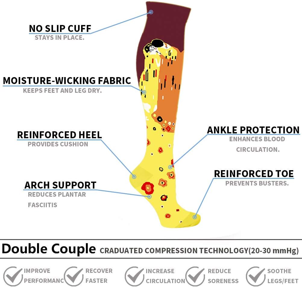 4 Pairs Compression Socks for Men and Women 20-30 mmHg Compression Stockings