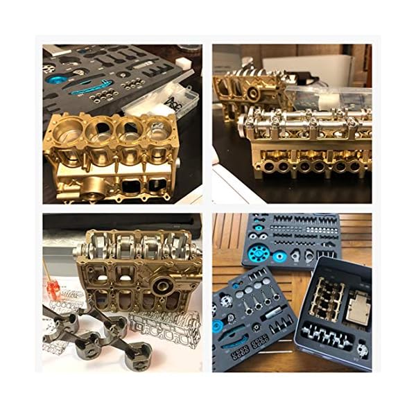 TRCS 4 Zylinder Motor Bausatz, Auto Motor Spielzeug für Erwachsene Metall Modellbau Engine Kit-Beige (182397JHWBX) – Bild 3