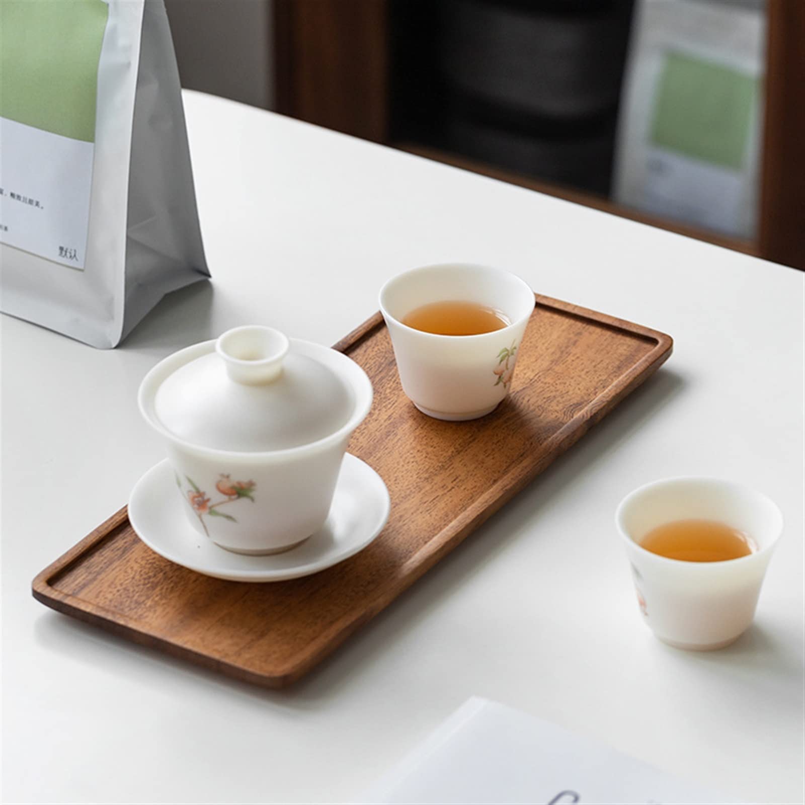 3NH® Breakfast in Bed Tray Solid Wood Rustic Walnut Wooden Tea Tray Serving Tray Serving Table Plate Snacks Food Storage Dish for Hotel Home Serving Tray 4