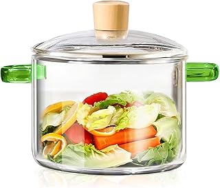 Clear Glass Saucepan with Lid (Green)