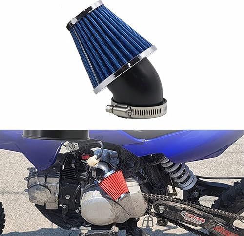 High Performance 48mm Motorcycle Air Filter, Dirt Bike Air Filter Compatible with HONDA YAMAHA SUZUKI ATV SSR TTR Dirt Bike, Inlet ID 48mm-Blue