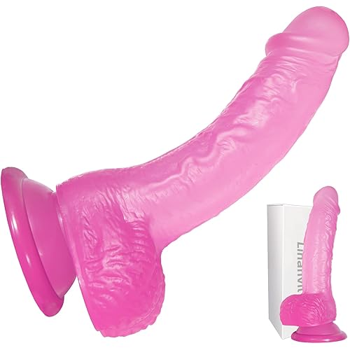 Realistic Pink Dildo Sex Toy for Beginners - Lifelike Huge Silicone Penis with Strong Suction Cup for Hands-Free Play - G-Spot Stimulation Dildos and Anal Sex Toys - 7.5" - Juguetes Sexuales Included