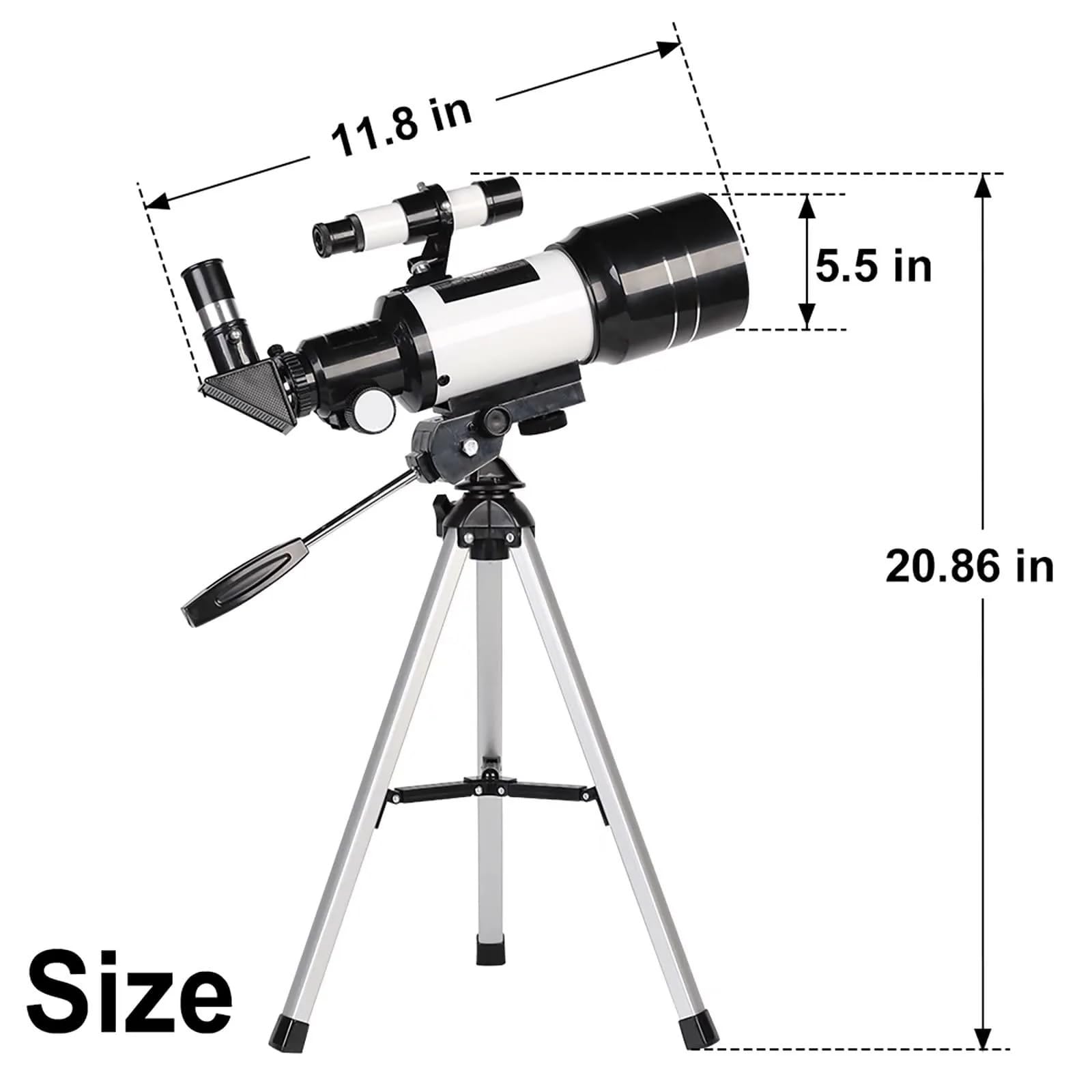 Télescope astronomique professionnel F30070 Monoculaire zoom 150 fois HD vision nocturne vue lune étoile observation des étoiles, blanc