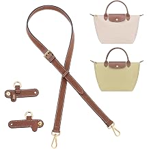 Crossbody Strap Conversion Kit Compatible with Longchamp Le Pliage Small Tote Bag, 0.71 in Adjustable Leather Purse Strap with No-Punch Buckles, Brown- Gold Hardware