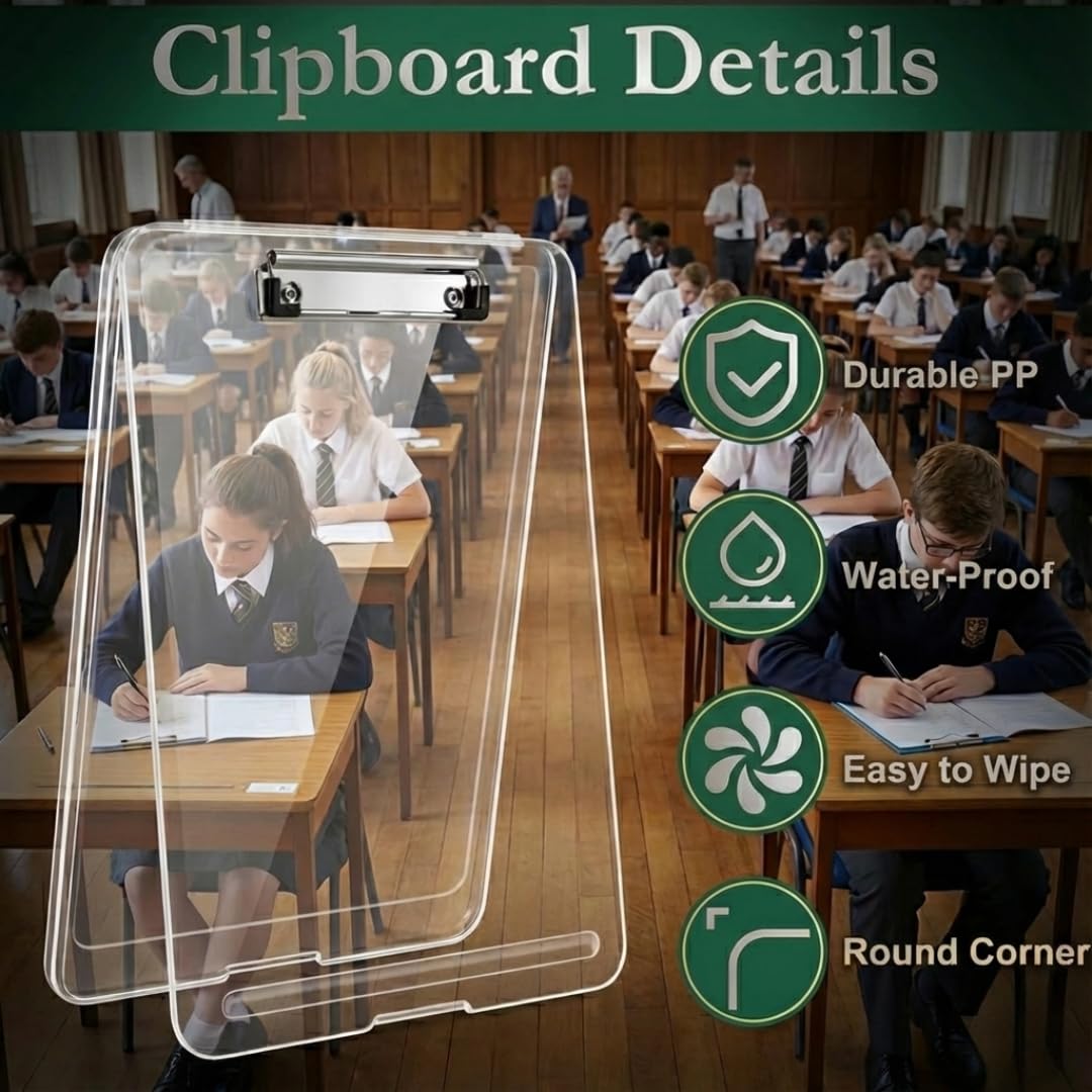 Yajnas Clipblock/Klemmbrett mit integriertem Ablagefach und Stifthalter - strapazierfähiger, leichter Schreibblock mit Schnappverschluss - ideal für Büro, Schule, Feldarbeit (Dunkelblau)