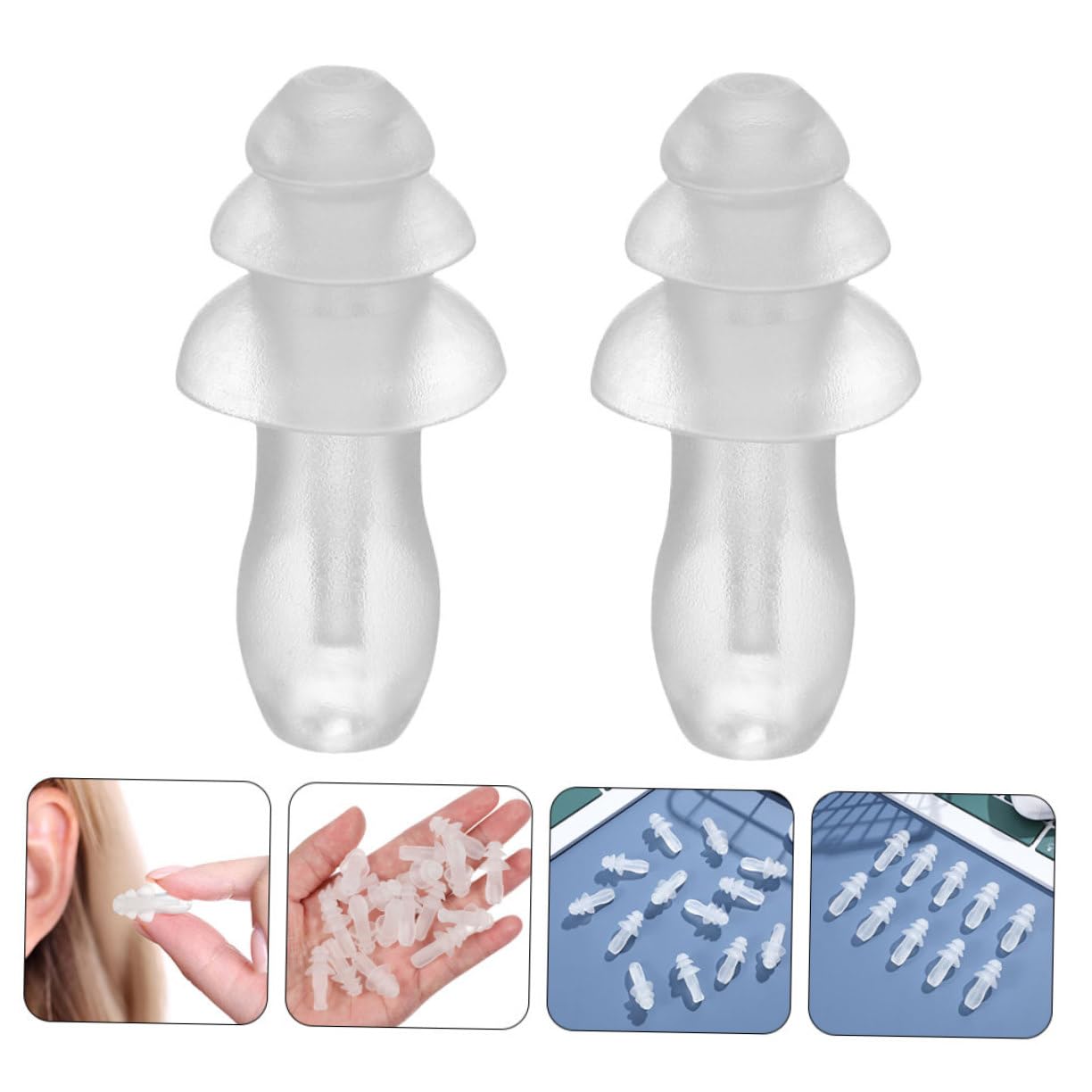 SOLUSTRE 250paare Wiederverwendbare Ohrstöpsel Für Geräuschreduzierung Flexible Schwimm Und Schlafohrstöpsel Transparentes Design Für Studieren Und