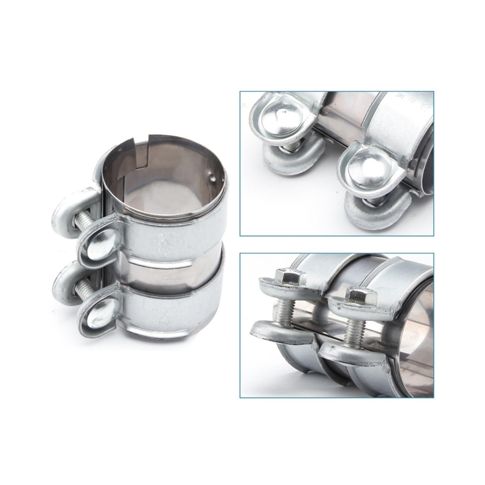 Abrazadera de escape de acero inoxidable de 45 mm, 50 mm, 55 mm, 60 mm, 65 mm, 70 mm y 76 mm, conector de tubo de escape, abrazadera de manguito de unión, punta ajustable(60mm(2.36 in))