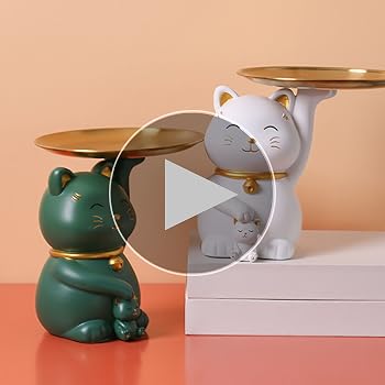 ねこの置物 Amazon.co.jp: AKINORE 招き猫 皿を捧げる猫さん 置物 玄関収納