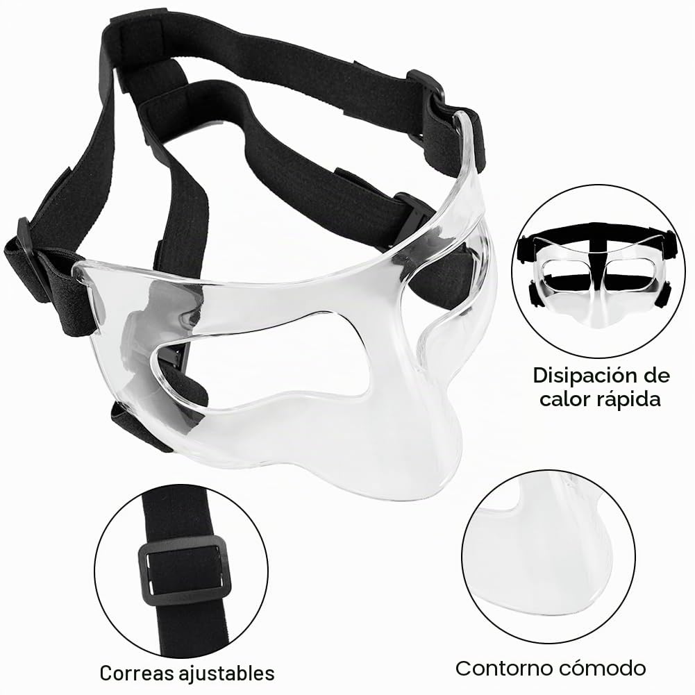 Mascarilla nasal de fútbol, protección nasal para nariz rota, protección facial ajustable con acolchado, protección facial de voleibol, entrenamiento deportivo, máscara facial para adultos, unisex
