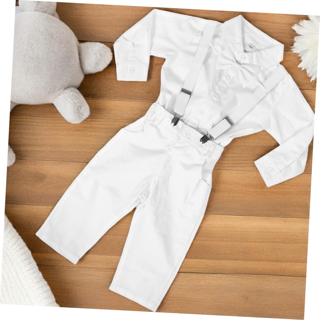 Traje de bautismo infantil camisa de manga larga para bebé trajes para pequeños para bodas atuendo de chico de shower Traje de caballero bebé algodón blanco