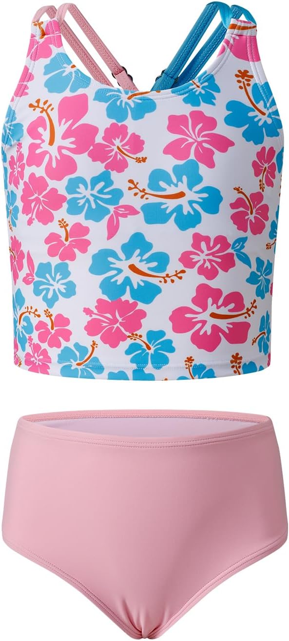 blibean Teen Girl Swimsuits 3 Piece Tankini Sets with Chest Pad Size 6-15 Years - Image 5