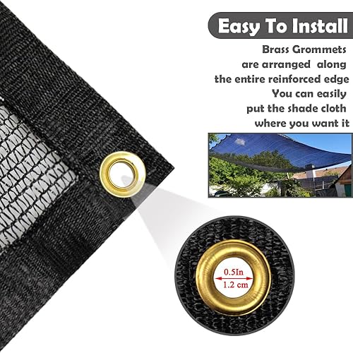 Miniatura 3 de Tela de sombra 70%, 10 x 10 pies, malla de malla con ojales, cubierta de sombra para exteriores, para pérgola, patio, invernadero, gallinero,