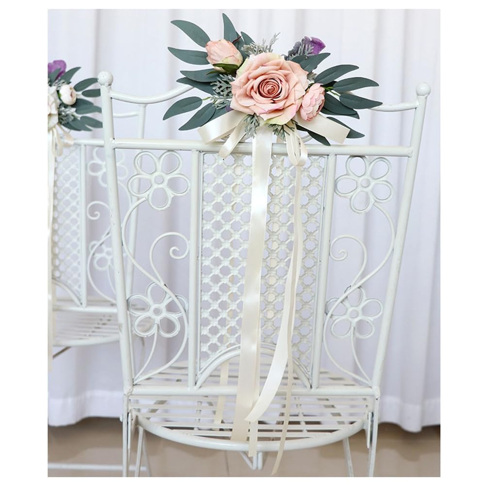 Hochzeit Autoschleifen Künstliche Blume Autoschmuck Rückspiegel Türgriff Rose-Blume-Schleife Dekoration Hochzeit Stuhl Deko Hochzeitsauto Schmuck für Hochzeitsschmuck Party Creme-Pulver 6 Stück