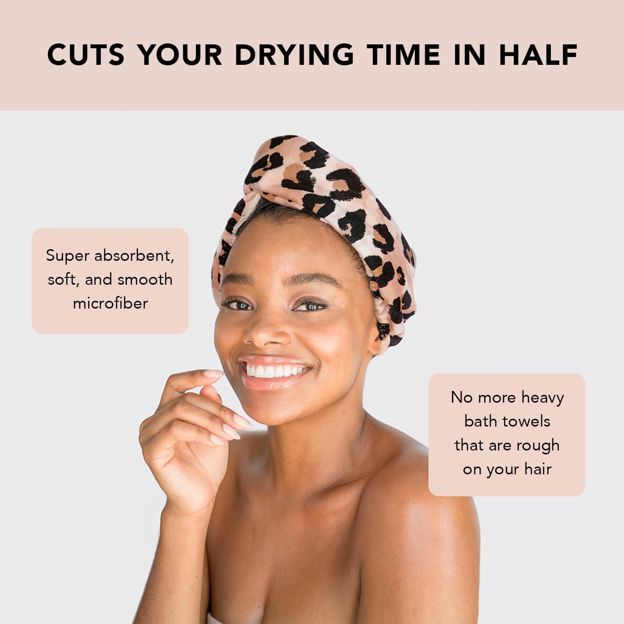 Kitsch Microfiber Hair Towel Wrap for Women - Microfiber Towel, Super Absorbent, Quick Dry, Anti-Frizz - for Long and Short Hairs, Turbans for Women, Hair Wrap - Leopard - Image 7