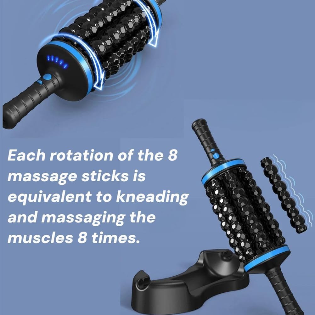 Masajeador eléctrico de percusión con base manos libres, rodillo de fascia recargable para recuperación y relajación muscular