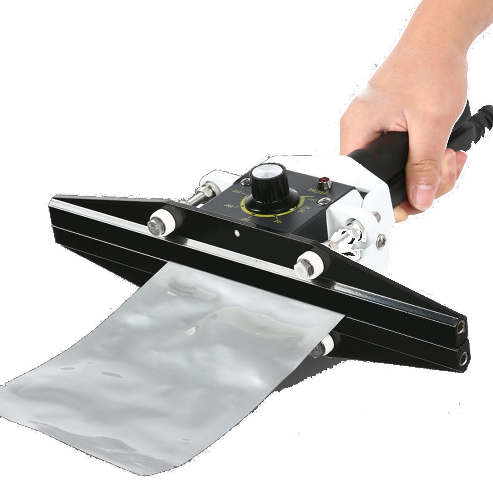 Sigillatrice manuale, lunghezza 300 mm, potenza 500 W, temperatura regolabile fino a 300 °C, ideale per vari sacchetti