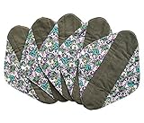 5 Pieces Charcoal Bamboo Mama Cloth/ Menstrual Pads/ Reusable Sanitary Pads (Heavy (12 inch), Colorful Elephant)