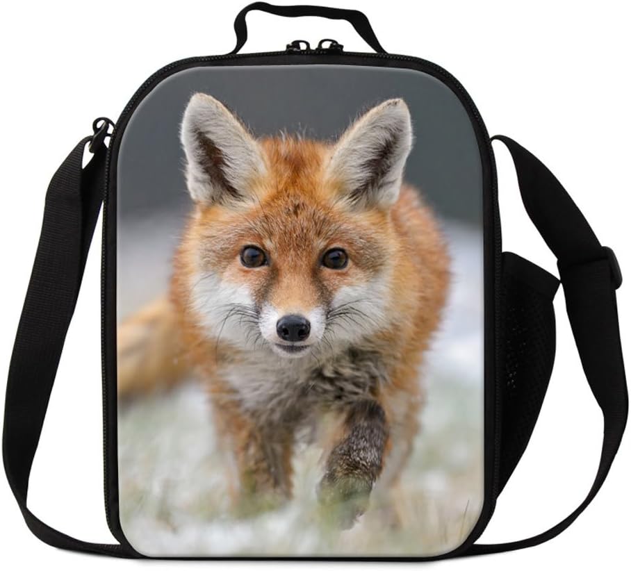 Fox Print Lunch Bags for Children Girls Insulated Lunch Box Bags Small Kids Animal Lunch Container