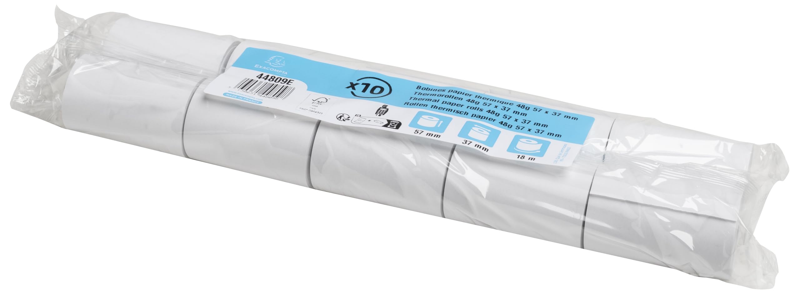 Exacompta 44809E - Caja de 50 bobinas económicas para tarjeta bancaria (57 x 35 mm, papel térmico 44 g/m2, sin BPA, color blanco