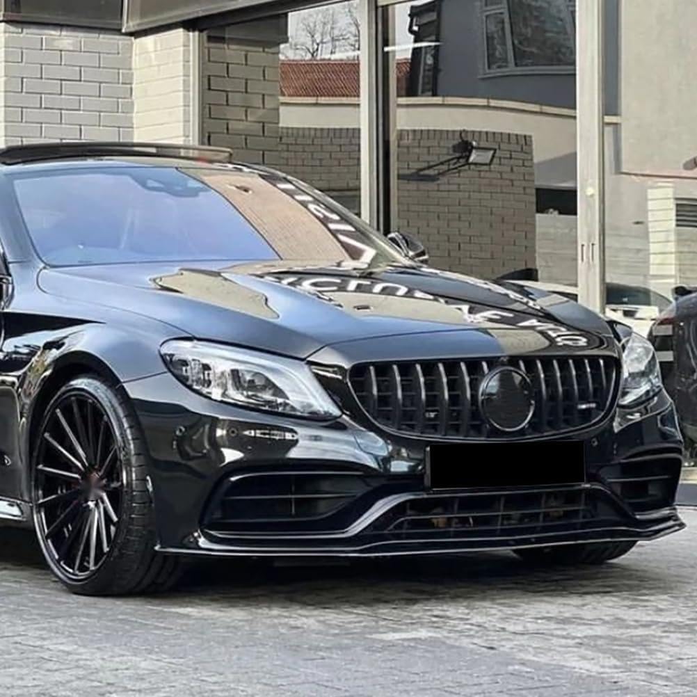 ISTOVO Auto Frontspoiler für Mercedes Benz C-Class W205 C205 S205 C63 AMG 2015-2022, Stoßstange Lippe Front Spoiler, Tuning Auto zubehör,Glossy Black