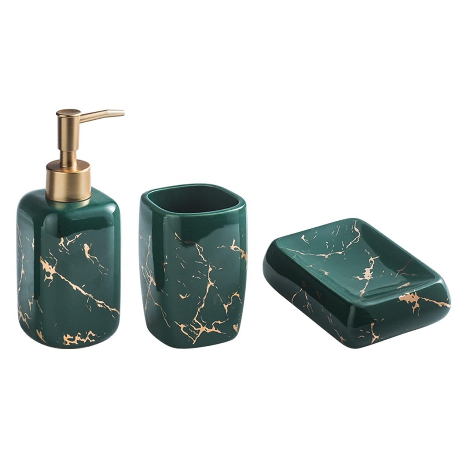 Cyairong-22 Green Soap Dispenser Bathroom Toiletries Set 3 Pcs Include: Lotion Soap Dispenser, Mouthwash Cups And Dish(Green)