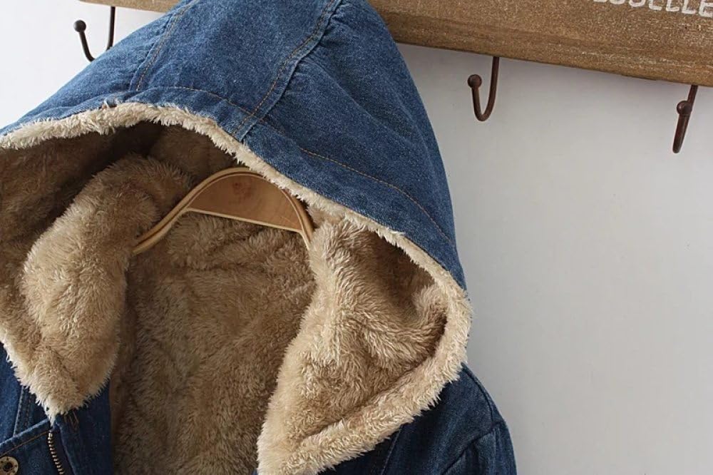 Chaquetas Vaqueras Con Forro Polar Para Mujer,Chaqueta Gruesa De Invierno Cálida,Larga,Clásica,Informal,Con Capucha,Ropa Exterior Superior,Chaqueta Al Aire Libre,Chaqueta Universitaria,Chaqueta De M