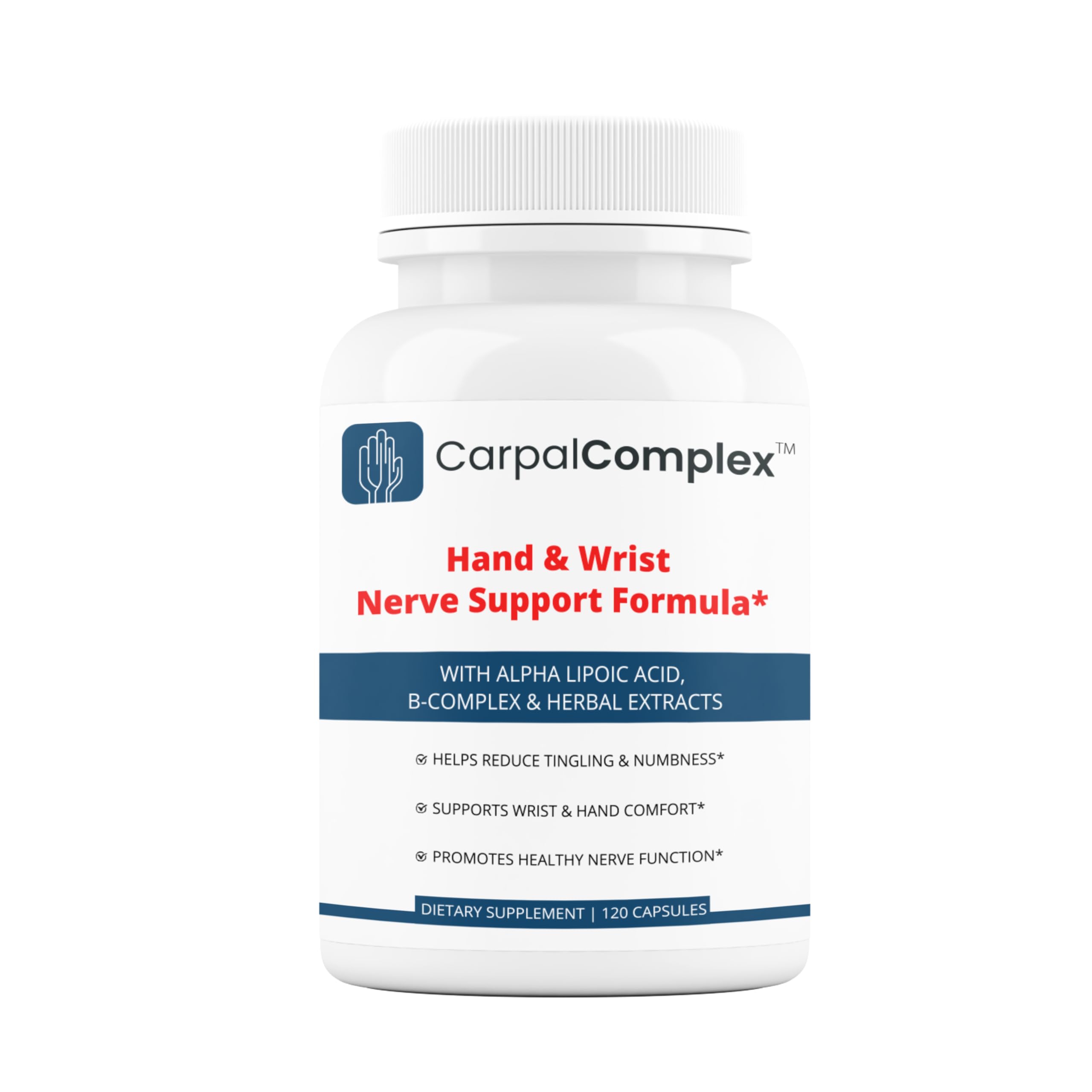 Carpal Complex – Carpal Tunnel Nerve Support Supplement – Alpha Lipoic Acid + B Complex – Helps Reduce Tingling & Numbness – 120 Capsules