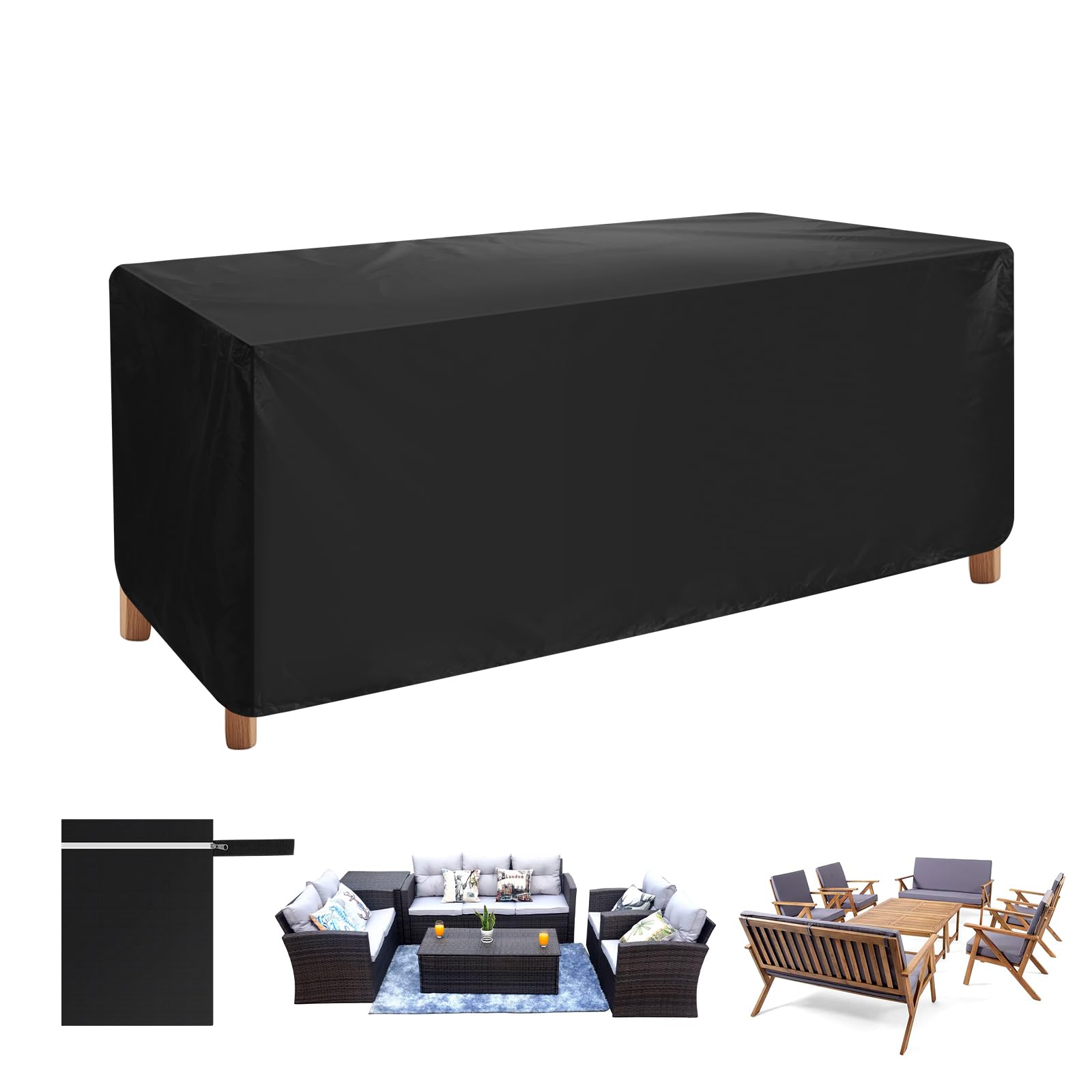 AiQinu Funda para Muebles de Jardín Impermeable, 170X94X70cm Tela Oxford 420D, Resistente Al Viento, Resistente a Los Rayos UV, para Sofa de Jardin, al Aire Libre, Patio, Funda para Sofa de Esquina