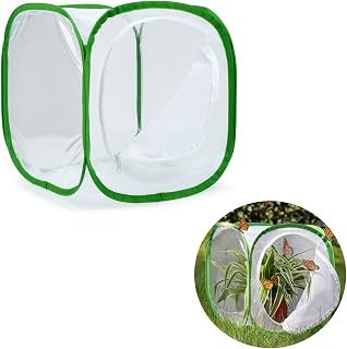 虫籠(緑辺 ホワイト網30*30*30)昆虫飼育箱 植物ケージ 標本箱 折り畳み虫かご 昆虫ケージ ポップアップハウジング 通気性 ネット