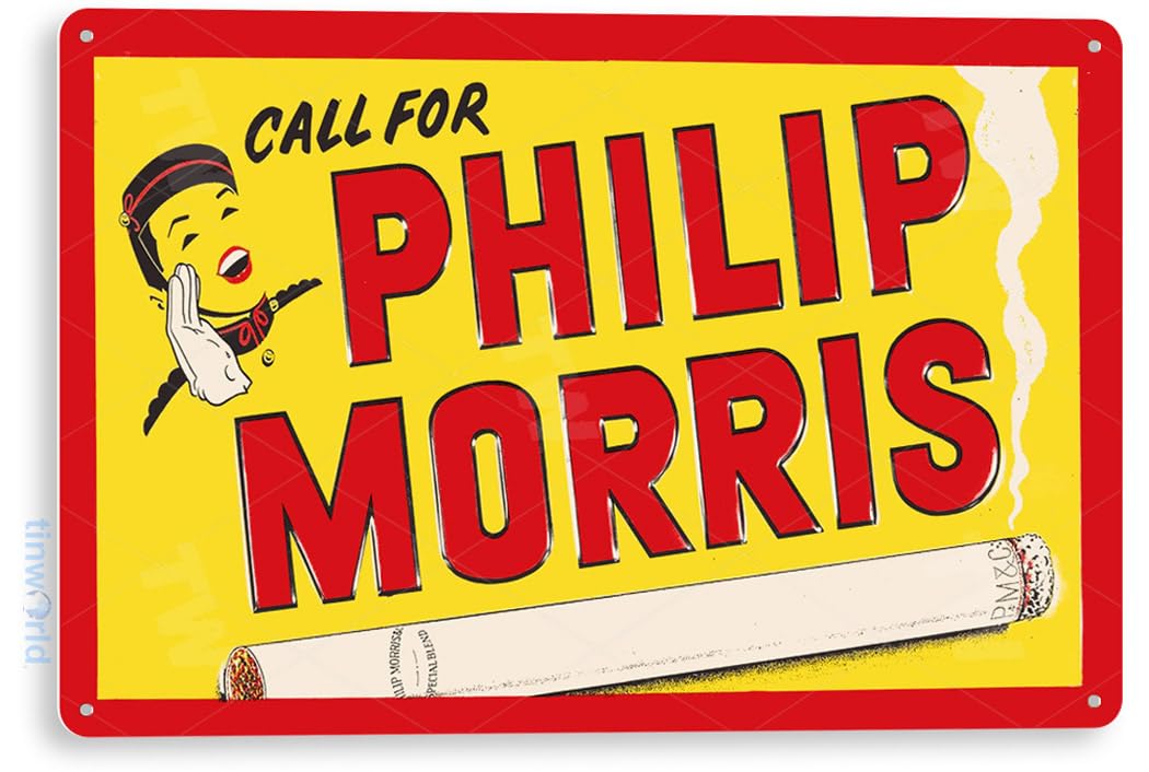 Tin Sign: Phillip Morris Sign Tobacco Metal Décor D071