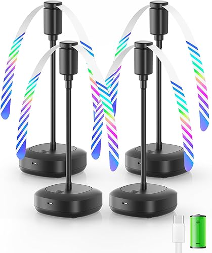 Paquete de 4 ventiladores de mesa de alimentos, ventilador de alimentos recargable alimentado por USB de 2000 mAh, ventilador portátil con cuello de