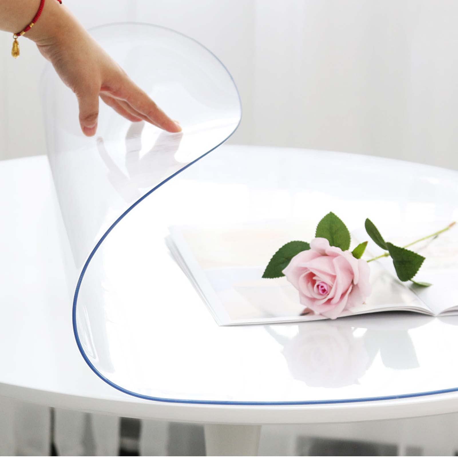 YSUEFIJO Mantel Transparente de PVC 80cm, Mantel Mesa Antimanchas, Mantel Redondo Hule, Mantel de Cocina, 2 mm de Grosor, Protector de Mesa, para Interior y Exterior