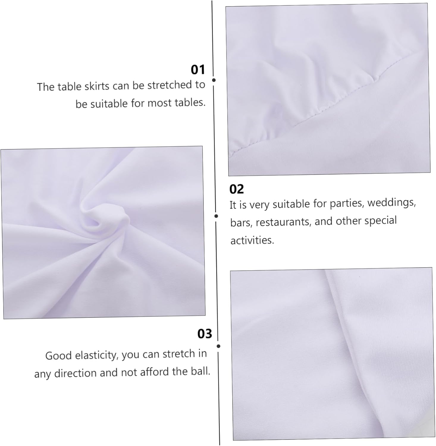 Stretch Table Cover Elastic Round Tablecloth for Cocktail Tables 100% Polyester Stretch Fabric for Weddings and Parties Footed Design Easy to Clean