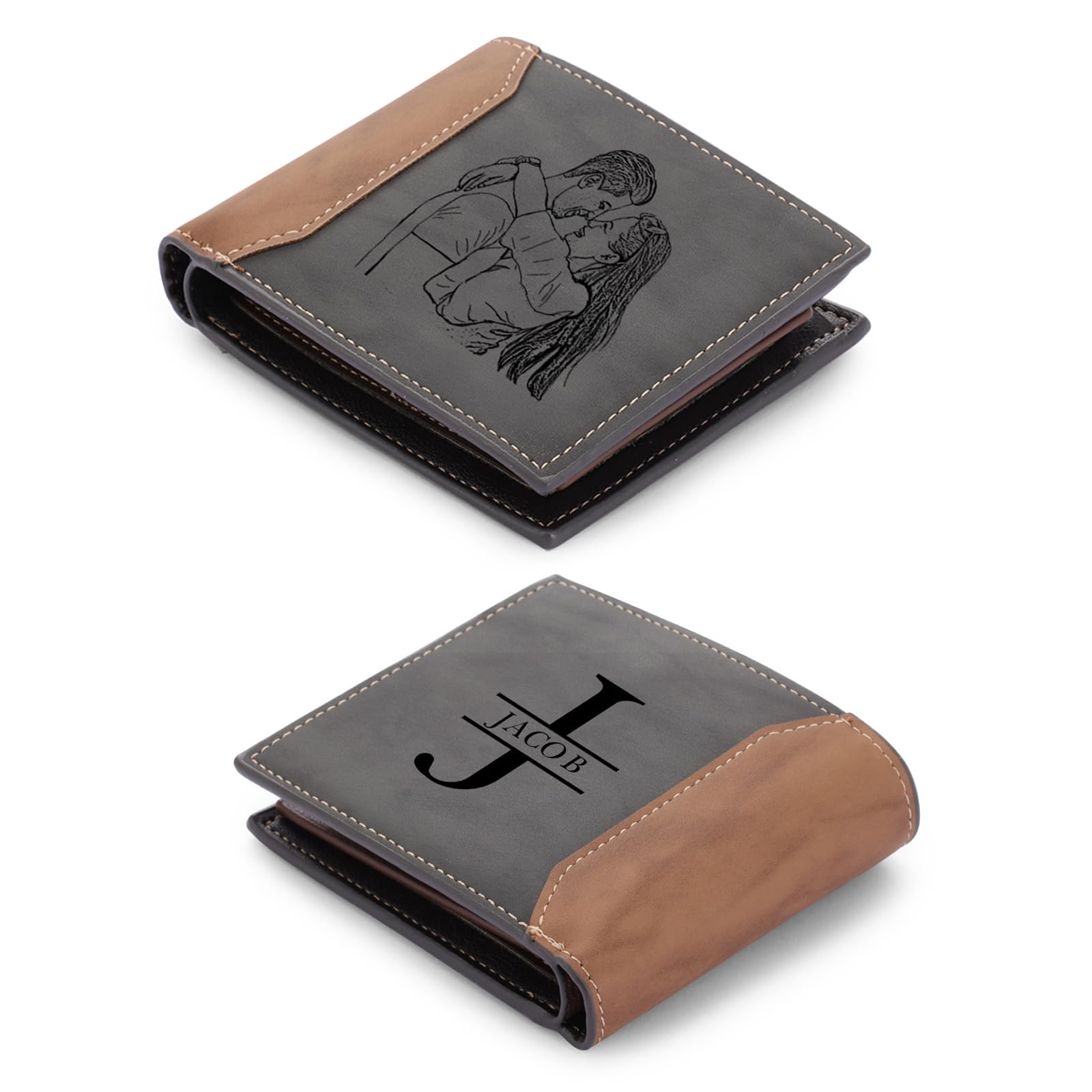 Jewelstruck Custom Wallets for Men Personalized Photo Wallet Engraved Fathers Day Customized Gifts for Men Dad Husband