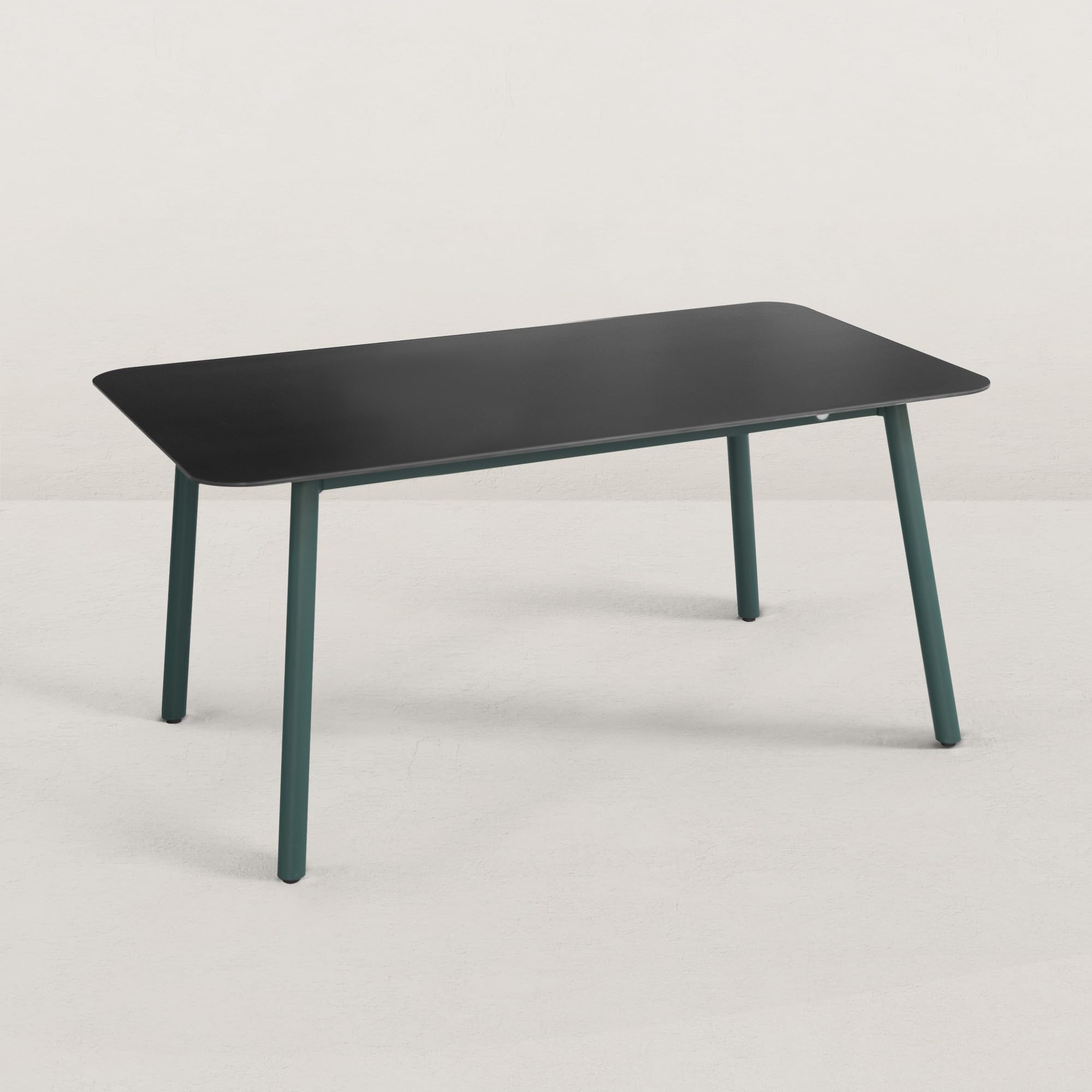 JJ. Table de Jardin Aluminium et Céramique 180cm Jade - 6/8 pers. Facile et Rapide à Monter Plateau de 180 x 90cm : Idéal pour 8 convives Structure des Pieds en alu Bleu océan