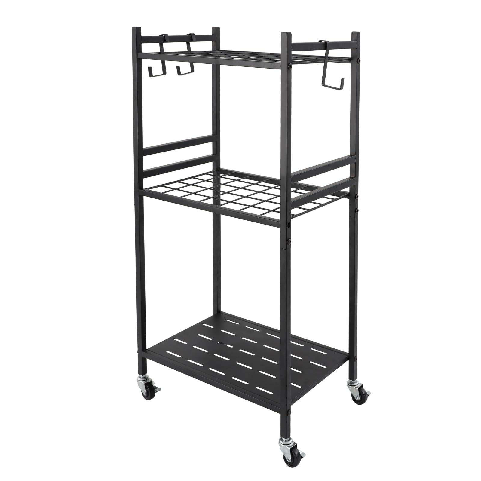 Organizer per attrezzi da giardino, carrello per attrezzi da giardino, supporto per pale, scope, portata fino a 30 kg, 35 scomparti e ganci, con 4 ruote, portautensili, per garage e giardino