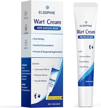 40% Salicylic Acid Wart Remover Cream, Maximum Strength Wart Remover for Common & Plantar Warts, Corns & Calluses, Precision Applicator, At-Home Foot & Hand Wart Care, 1 oz