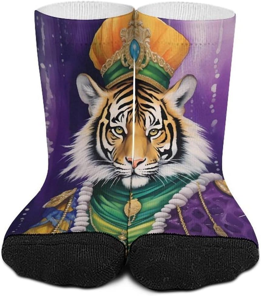 TIGER THE-KINGS-OF-MARDI And GRAS Knee High Socks Athletic Long Stockings Sport Casual Crew Tube Sock Boot