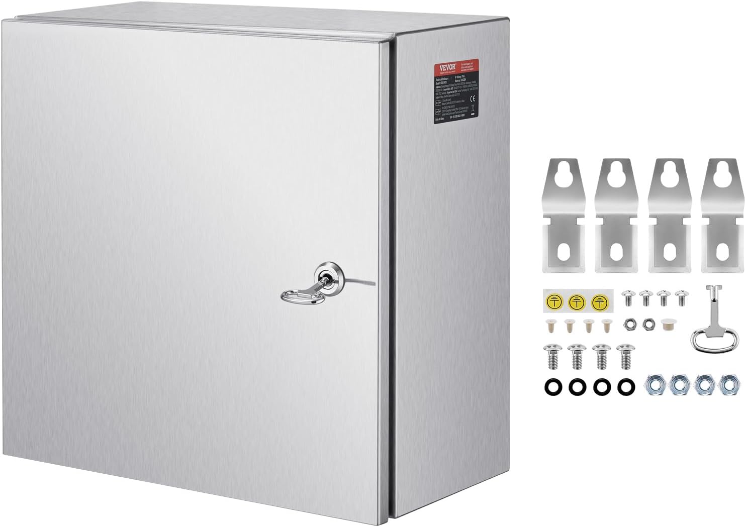 Steel Electrical Box 12" x 12" x 8" Electrical Enclosure Box 304 Stainless Steel Electronic Equipment Enclosure Box IP65 Weatherproof Wall-Mounted Metal Electrical Enclosure with Mounting Plate