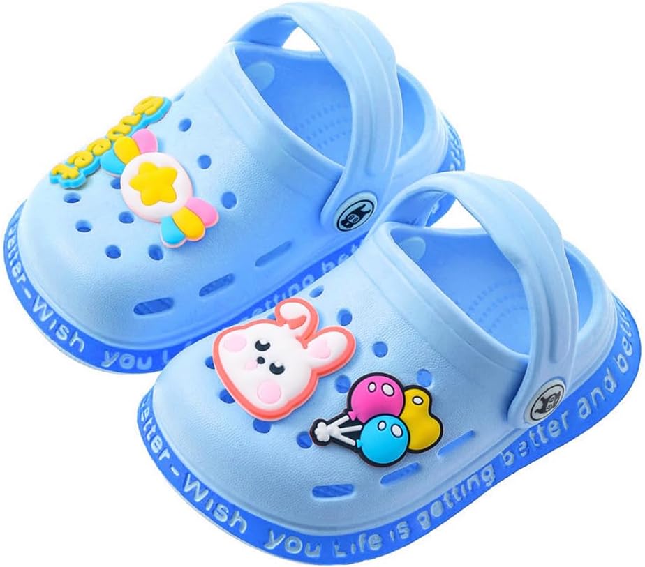 JUXI Toddler Clogs Girls Boys Clogs Garden Shoes Cartoon Slides Toddler Sandals Beach Kids Slippers
