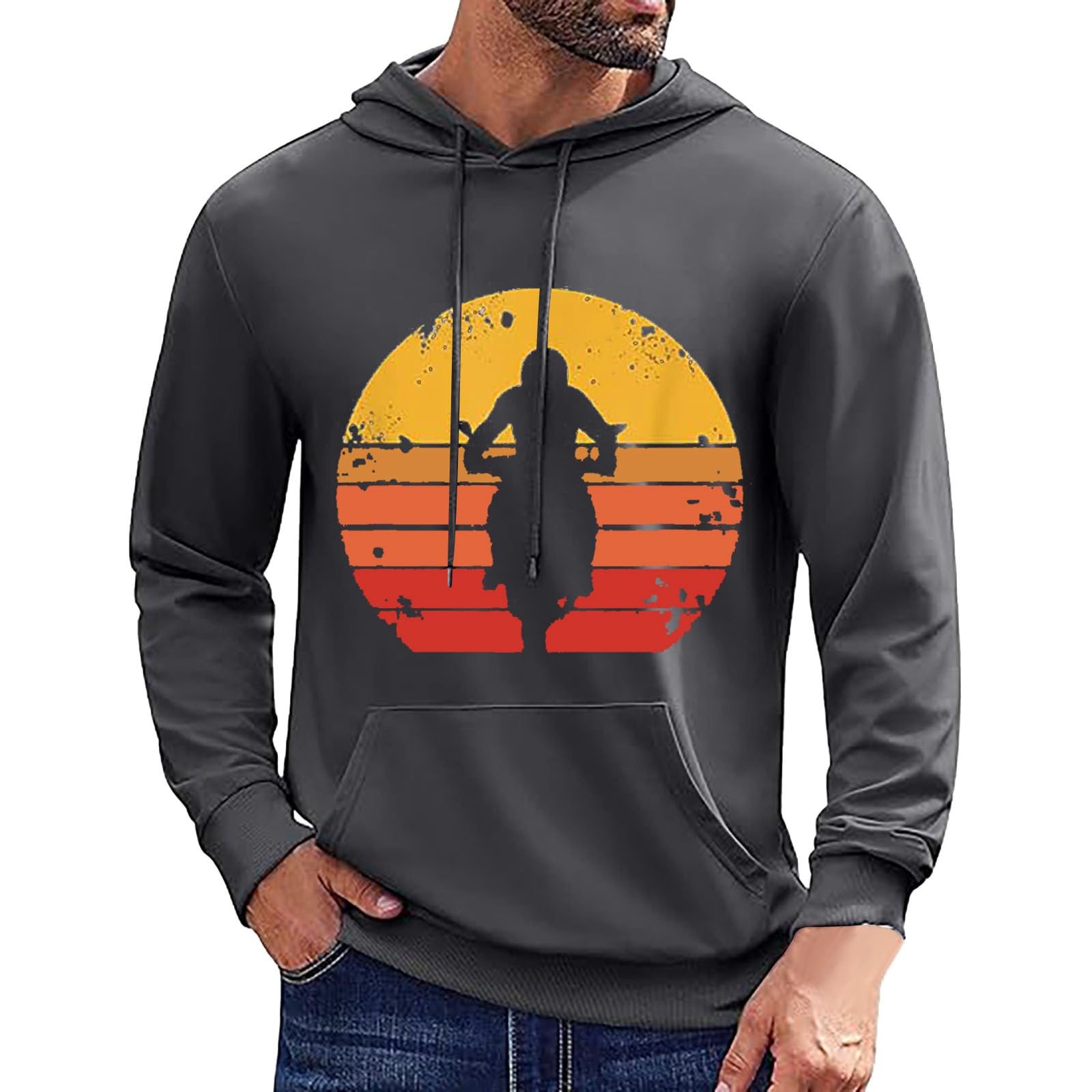 Generisch Sudadera con capucha de manga larga con cordón para hombre, informal, parte de la moto, parte de