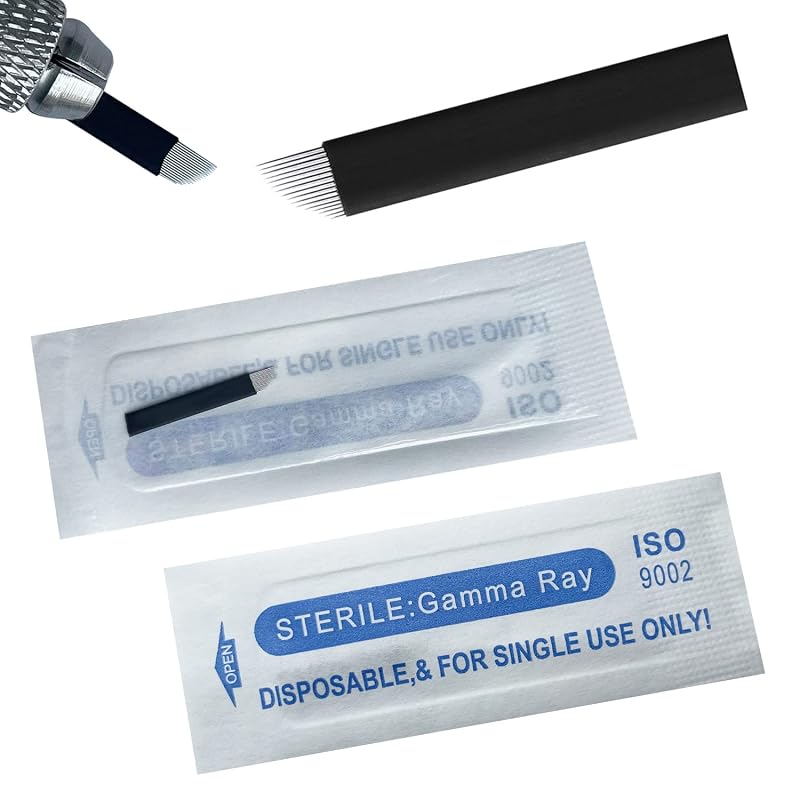 Agulhas S16 30Pcs para Microblading de Sobrancelhas WOLAYI, 0,18 mm, 16 agulhas inclinadas