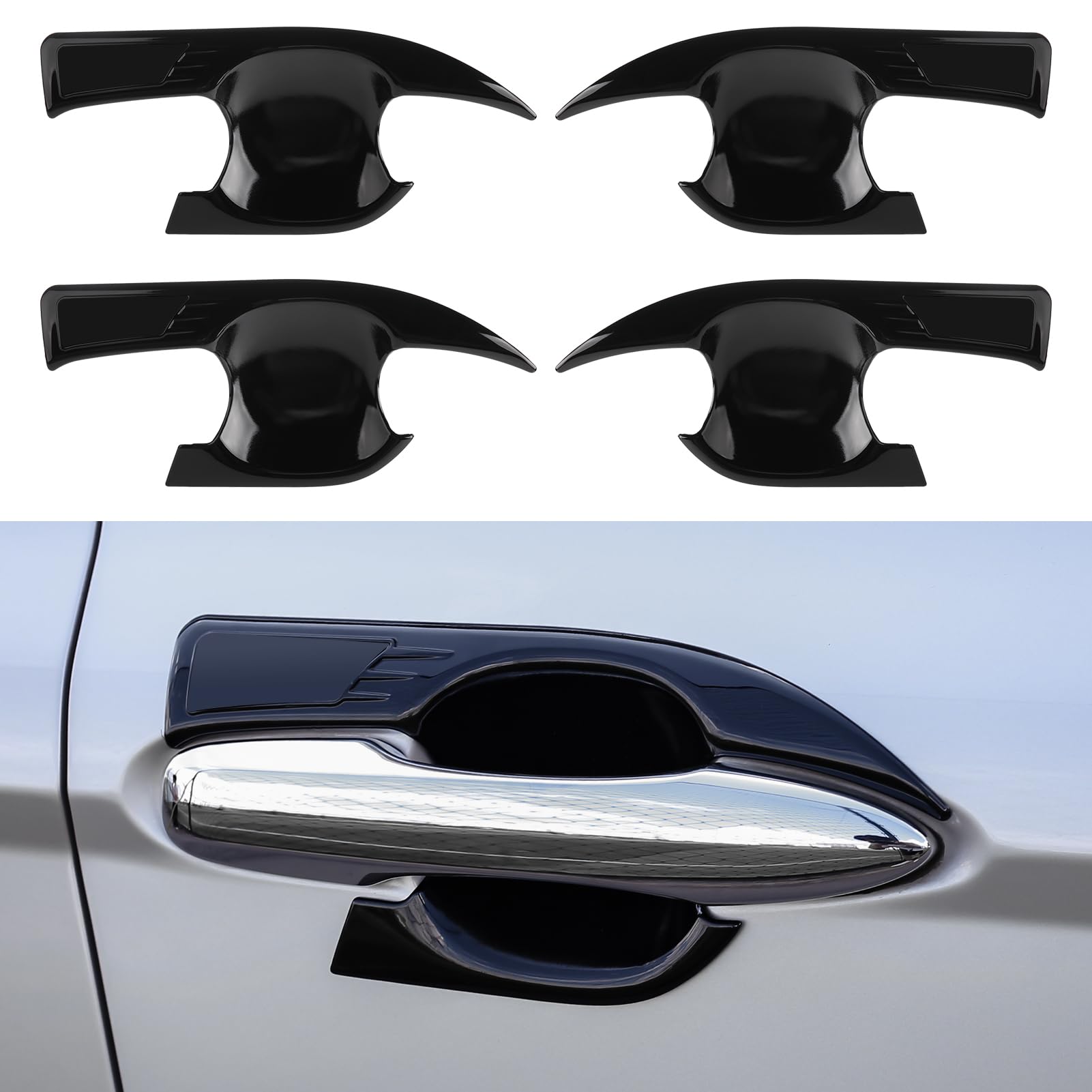 Door Handle Bowl Covers Car Exterior Handles Protector for Toyota Camry 2018 2019 2020 2021 2022 2023 2024 (Carbon Fiber Grain)