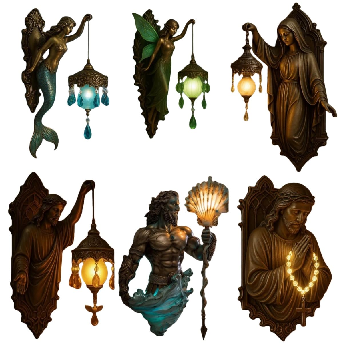 Vintage Wall Light - Resin Fairy Wings, Ethereal Atmosphere Lamp with Warm Glow, Sculpted Angelic Sconce for Home, Interior Illumination, Fantasy Sconce College Dorm (E)