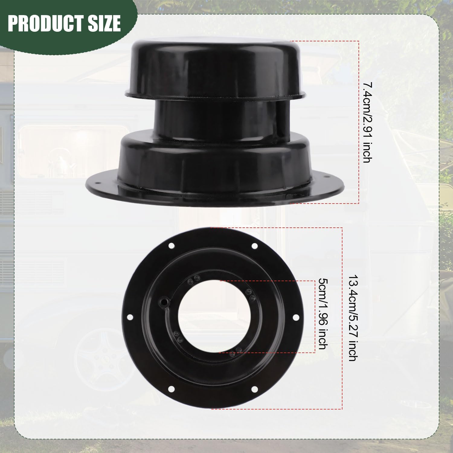 NQEUEPN Cubierta de Ventilación de Techo para RV, Plástico Tapa de Ventilación Techo Caravana Reemplazo para RV Remolque Autocaravana Kit se Adapta a Tuberías de 2,54 a 6cm (Negro)