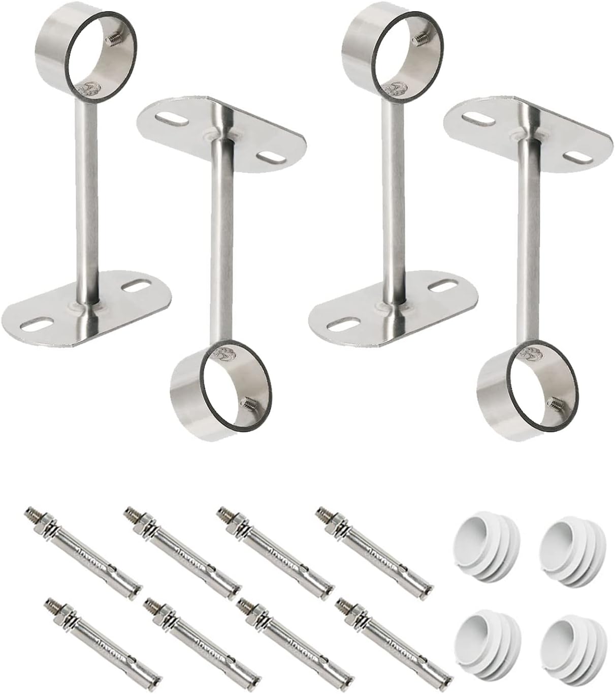 4Pcs ID32mm(1-1/4"), L150mm, Clothes Rail mounting Bracket, Shower Curtain Closet tie Rod Support Frame, Curtain Rod Flange Socket, Suitable for Ceiling or Wall mounting